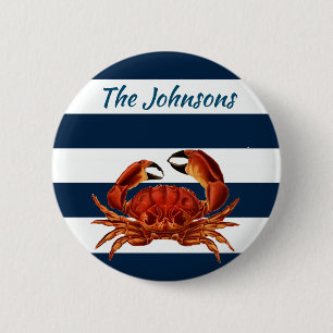 Badge Rond 5 Cm Le crabe rouge côtier Bandes Nautiques