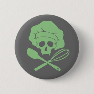 Badge Rond 5 Cm Le crâne de Baker avec Toque