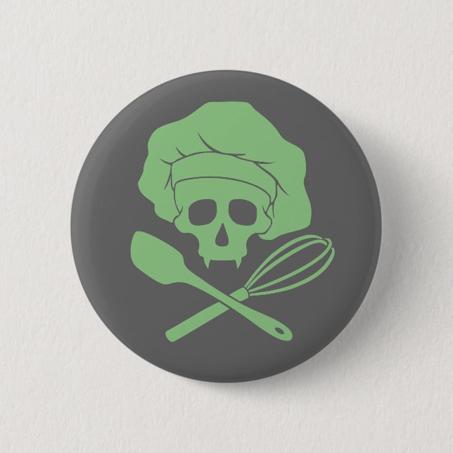 Badge Rond 5 Cm Le crâne de Baker avec Toque (Devant)
