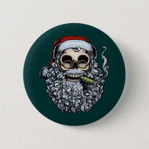 Badge Rond 5 Cm Le crâne de Père Noël
