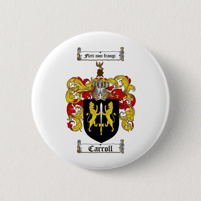 BADGE ROND 5 CM LE CREST DE FAMILLE DE CARROLL - MANTEAU DE (Devant)