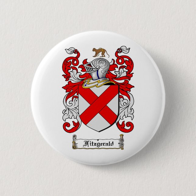 BADGE ROND 5 CM LE CREST DE FAMILLE DE FITZGERALD - MANTEAU DE (Devant)