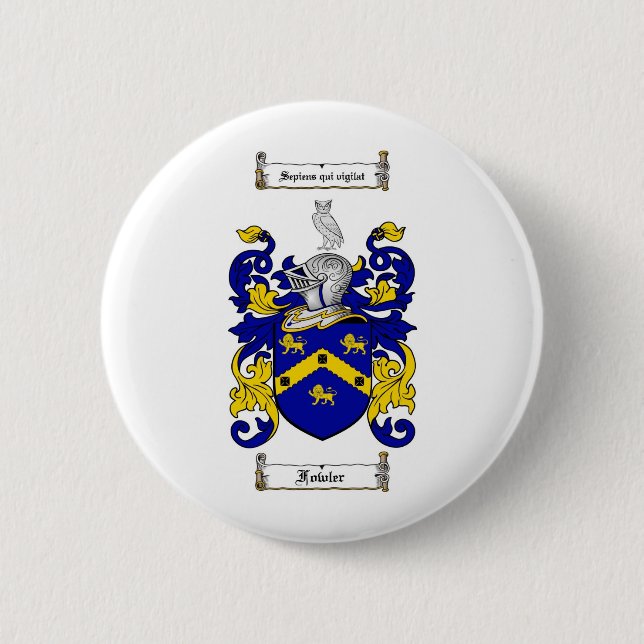 BADGE ROND 5 CM LE CREST DE FAMILLE DE FOWLER - MANTEAU DE FOWLER (Devant)