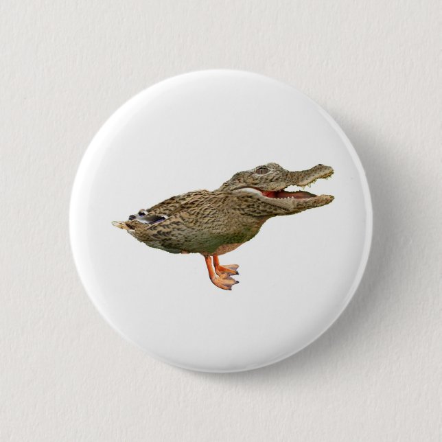 Badge Rond 5 Cm Le Crocoduck avec des pieds (Devant)