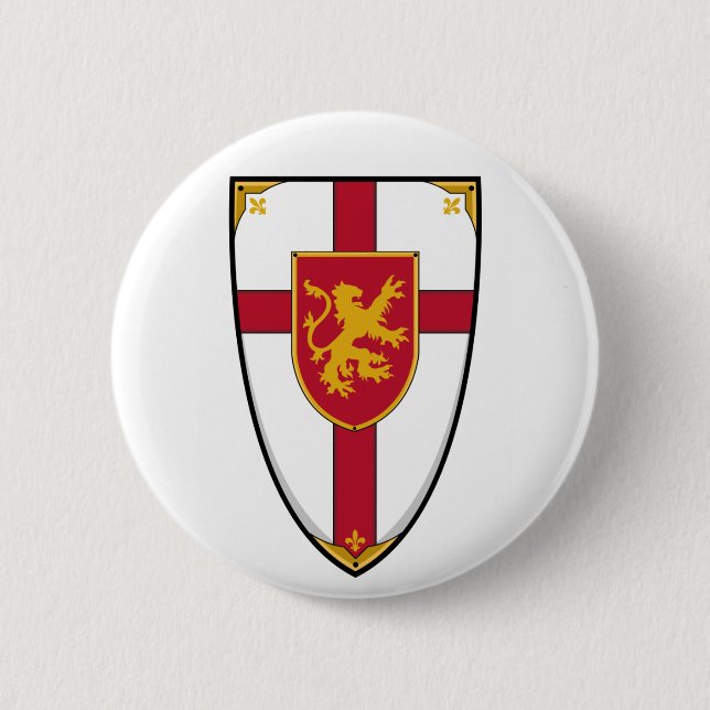 Badge Rond 5 Cm Le croisé adoube le bouton de bouclier (Devant)