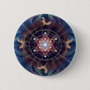 Badge Rond 5 Cm Le cube de Metatron - Merkabah