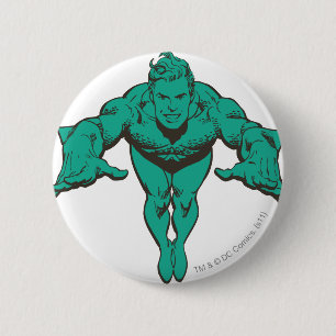 Badge Rond 5 Cm Le déjeuner d'Aquaman en avant - Turquoise