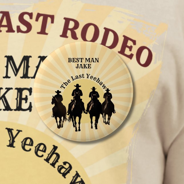 Badge Rond 5 Cm Le Dernier Cowboy Yeehaw Coucher de soleil Témoign (The Last Yeehaw Cowboy Sunset Best Man Bachelor Button)
