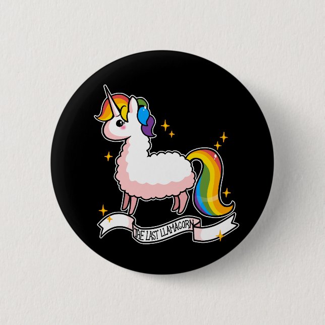 Badge Rond 5 Cm Le dernier Llamacorn (Devant)