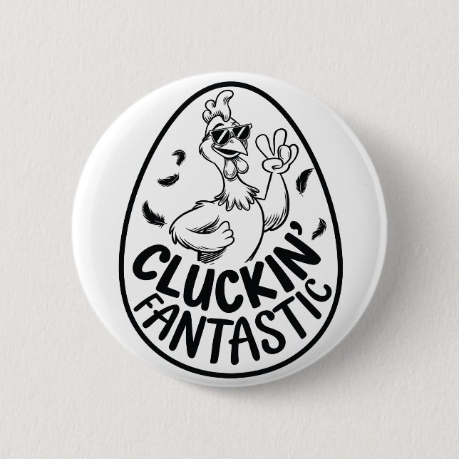 Badge Rond 5 Cm Le Design Humoristique Fantastique Du Poulet De Cl (Devant)