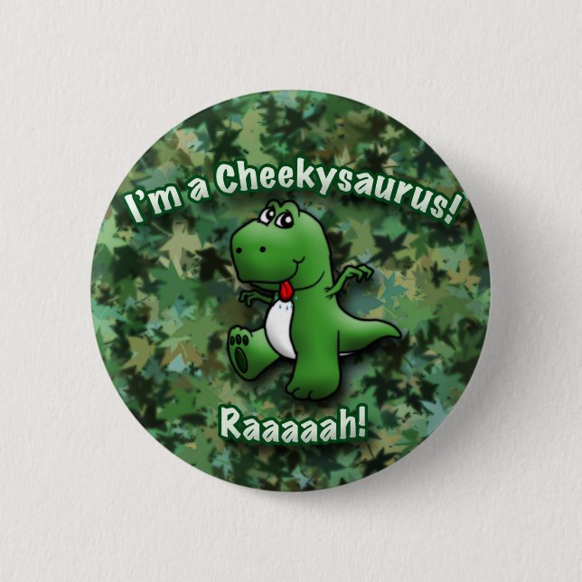 Badge Rond 5 Cm Le dinosaure mignon est un Cheekysaurus (Devant)