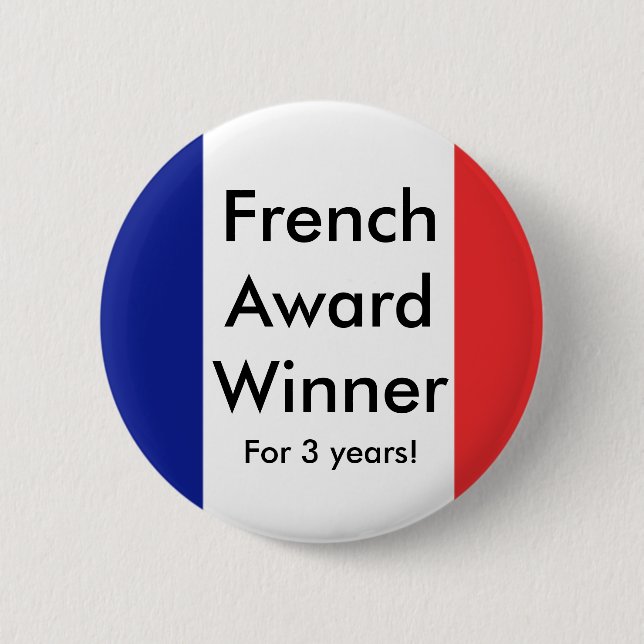 Badge Rond 5 Cm le drapeau français, Français attribuent le (Devant)