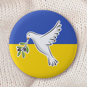 Badge Rond 5 Cm Le drapeau ukrainien paix en Ukraine colombe anti-