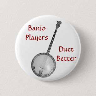Badge Rond 5 Cm Le duo de joueurs de banjo améliorent le bouton