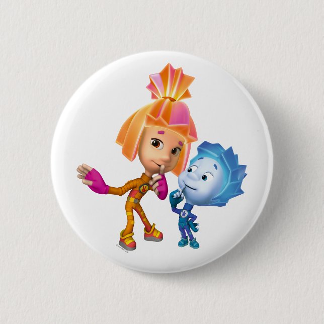 Badge Rond 5 Cm Le Fixies | Simka et Nolik (Devant)