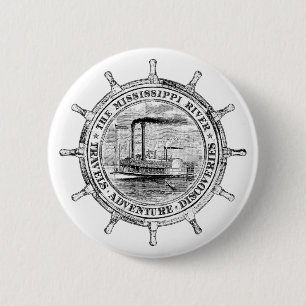 Badge Rond 5 Cm Le fleuve Mississippi. Voyages. Aventure.