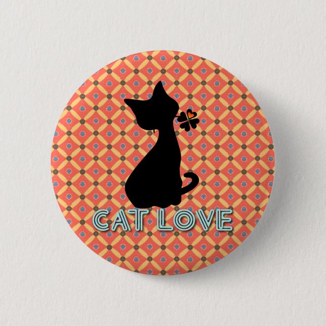 Badge Rond 5 Cm Le fond d'amour de chat (Devant)