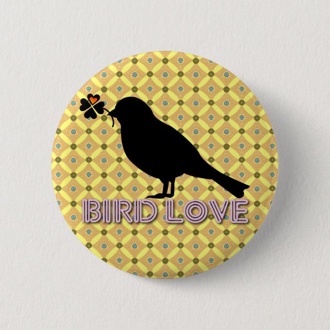 Badge Rond 5 Cm Le fond d'amour d'oiseau (Devant)