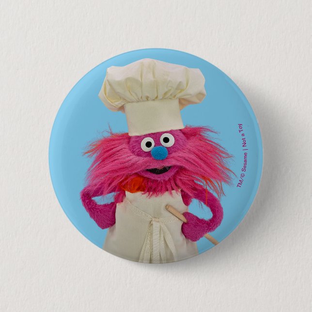 Badge Rond 5 Cm Le Food Truck de Cookie Monster | Gonger Posant (Devant)