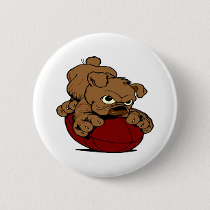 Badge Rond 5 Cm Le football de bouledogue de chiot