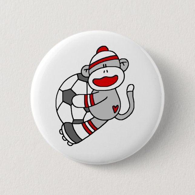 Badge Rond 5 Cm Le football de singe de chaussette (Devant)