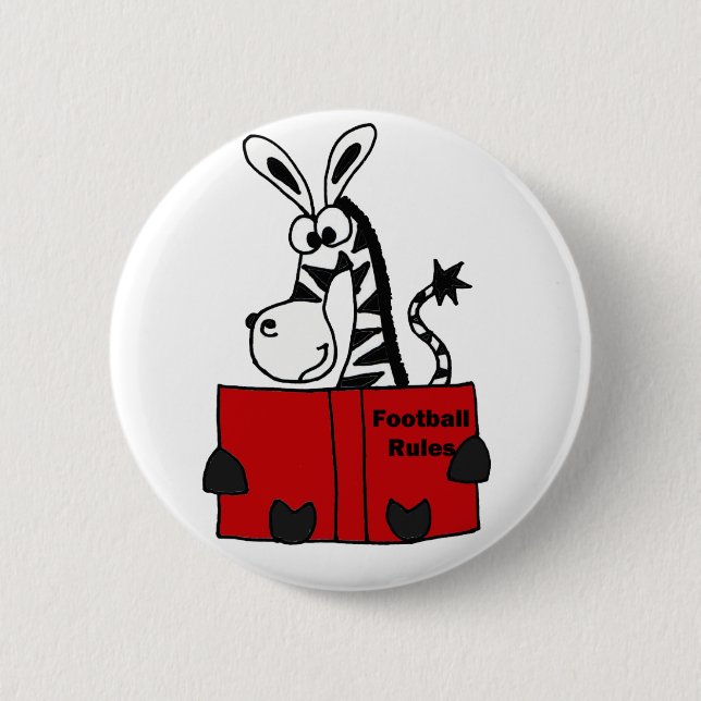 Badge Rond 5 Cm Le football drôle de lecture de zèbre ordonne le (Devant)