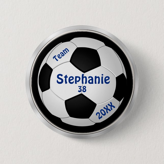 Badge Rond 5 Cm Le football personnalisable goupille VOTRE TEXTE (Devant)