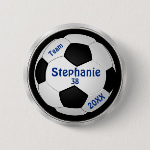 Badge Rond 5 Cm Le football personnalisable goupille VOTRE TEXTE
