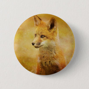 Badge Rond 5 Cm Le Fox dans le bois