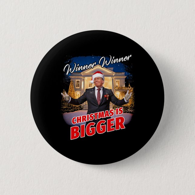 Badge Rond 5 Cm Le gagnant Noël est plus grand - le président Trum (Devant)