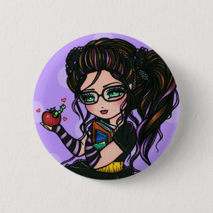 Badge Rond 5 Cm Le geek Smartie nerd halète la fille comique de