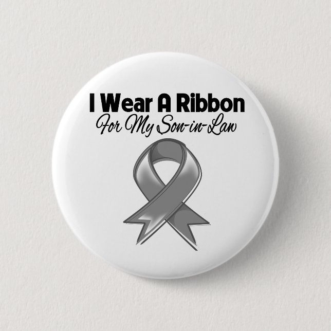 Badge Rond 5 Cm Le gendre - Je Porte Un Ruban Gris (Devant)