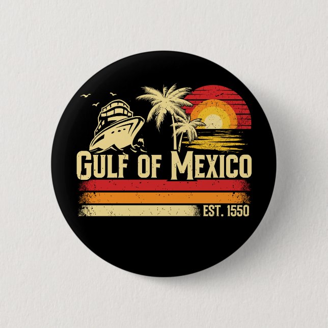 Badge Rond 5 Cm Le golfe du Mexique reste salé vintage (Devant)