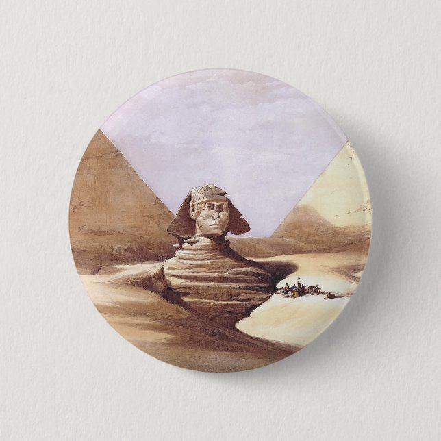 Badge Rond 5 Cm Le Grand Sphinx, Pyramides de Gizeh (Devant)