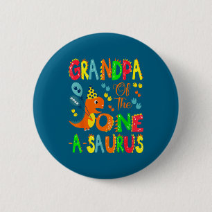 Badge Rond 5 Cm Le Grandpa Saurus 1er Anniversaire Dinosaure