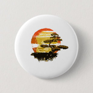 Badge Rond 5 Cm Le graphique vintage d'arbre de bonsaïs dans la