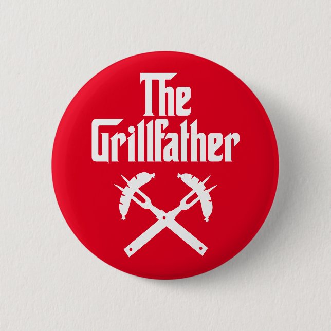 Badge Rond 5 Cm Le Grillfather Aux Chiens Chauds (Devant)