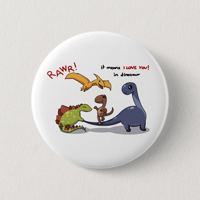 Badge Rond 5 Cm Le groupe mignon de dinosaures Rawr signifie que (Devant)