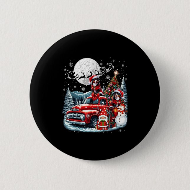 Badge Rond 5 Cm Le Groupe Xmas Gnome Père Noël Entlebucher Mountai (Devant)