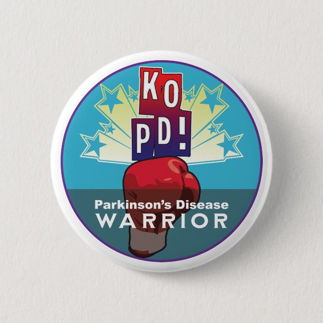 Badge Rond 5 Cm Le guerrier KO de Parkinson (Devant)