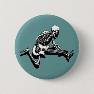 Badge Rond 5 Cm Le guitariste squelettique sautent