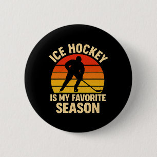 Badge Rond 5 Cm Le hockey sur glace est ma saison préférée rétro v