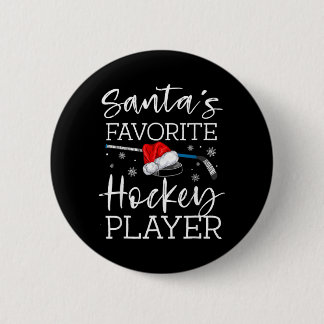 Badge Rond 5 Cm Le joueur de hockey préféré du Père Noël Funny Pyj