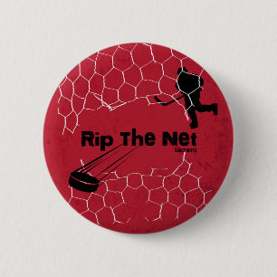 Badge Rond 5 Cm Le joueur de hockey sur gazon du Net tire à la fla