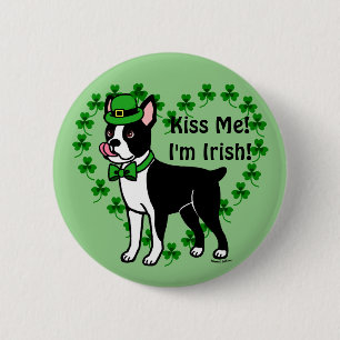 Badge Rond 5 Cm Le jour Boston Terrier 3 de St Patrick