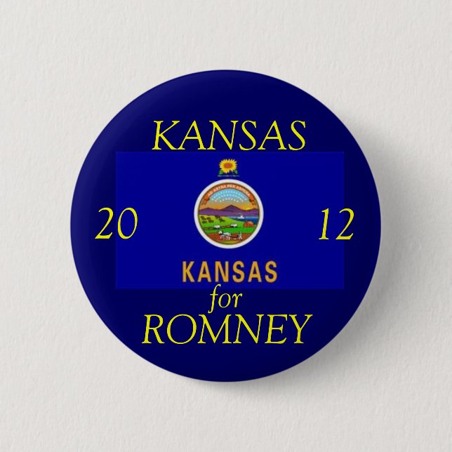 Badge Rond 5 Cm Le Kansas pour Romney 2012 (Devant)