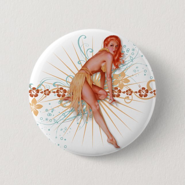 Badge Rond 5 Cm Le kitsch Bitsch : Luau beau ! (Devant)