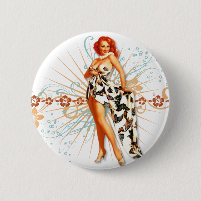 Badge Rond 5 Cm Le kitsch Bitsch : Tatouage Tiki ! (Devant)