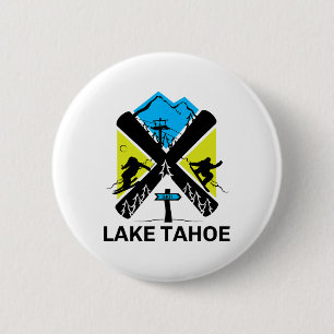 Badge Rond 5 Cm Le Lac Tahoe Ski Et Snowboard