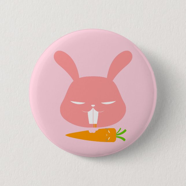 Badge Rond 5 Cm Le lapin mord le bouton (Devant)